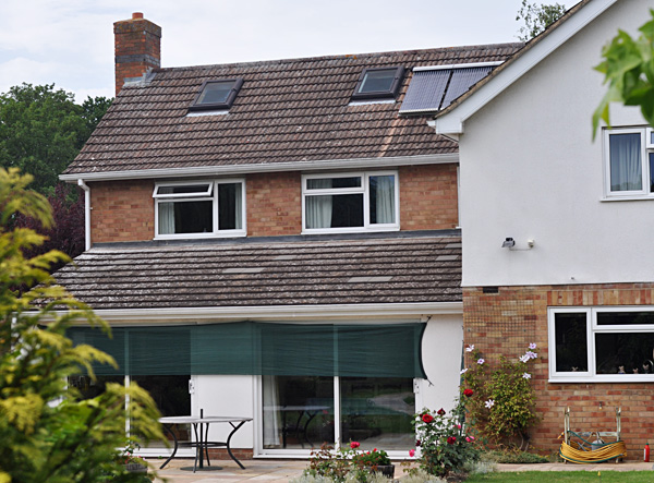 Topshade across patio windows